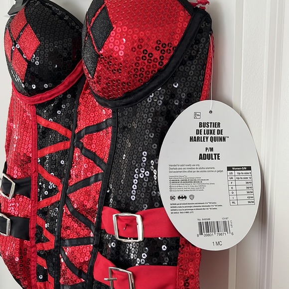 New Harley Quinn Costume Bustier Small/Medium - Picture 3 of 6